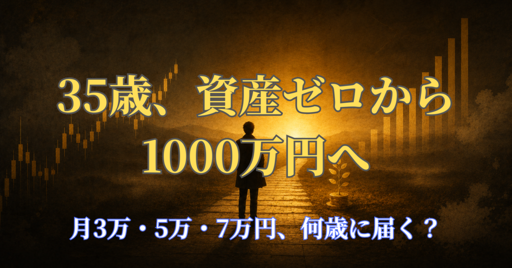 35歳、資産ゼロから1000万円へ｜月3万・5万・7万円、何歳に届く？